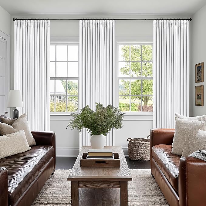 Snow White Pleated Linen 100% Blackout Curtains 80 Inches Long | Pinch Pleat - Image 9