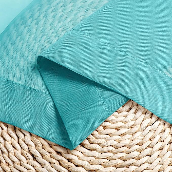 Chyhomenyc Turquoise Sheer Curtains 45 Inch Long 2 Panels, Light Filtering Rod - Image 6