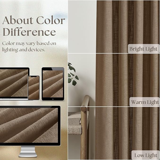 86 Inch Pinch Pleat Linen Memory Training Curtains Dutch Cocoa 2 Panels | Light - Image 8