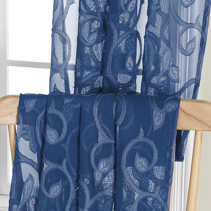Furman Cafe Curtains 30 Inch Length 2 Panels Set, Elegant Geometric Jacquard - Image 7