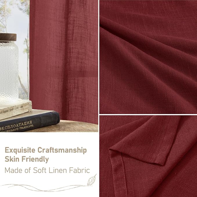 Red Linen Curtains 40 Inch Length - Image 6