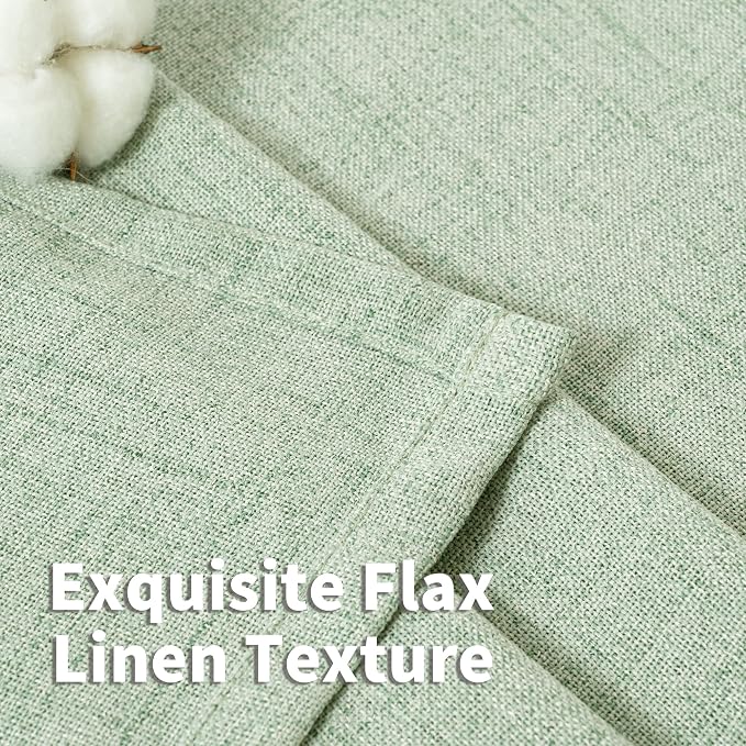 YoungsTex Sage Green Linen Curtains 45 Inches Length - Image 4