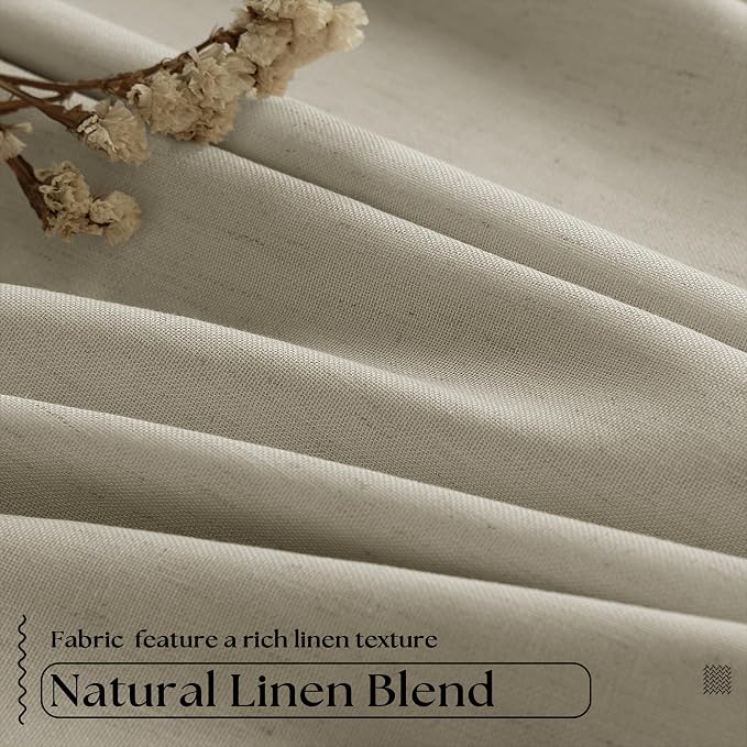 Burlywood Birch Pleated 100% Blackout Linen 45 Inch Curtains - Image 5