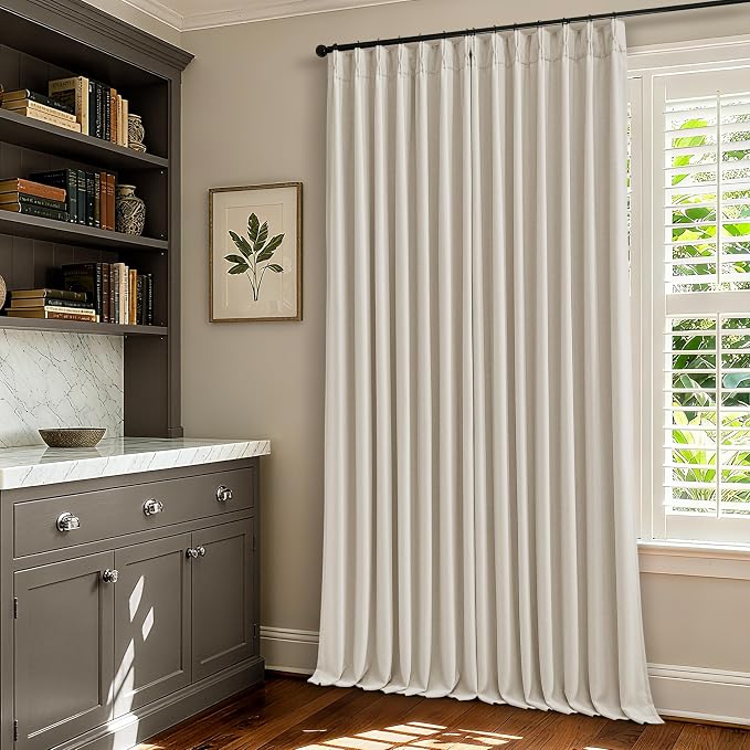 Natural Pinch Pleated 100% Blackout Linen Curtains 96 Inch Length | Pinch Pleat - Image 9
