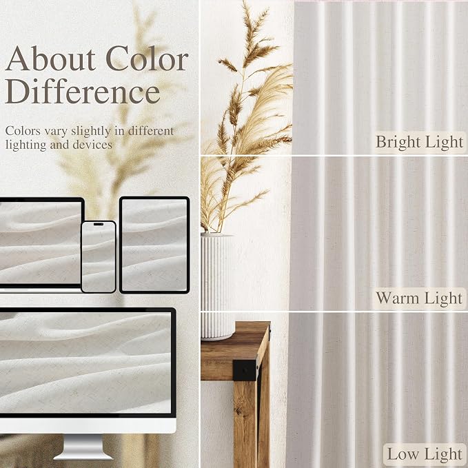 Natural Linen Curtains 63 Inch Length - Image 3