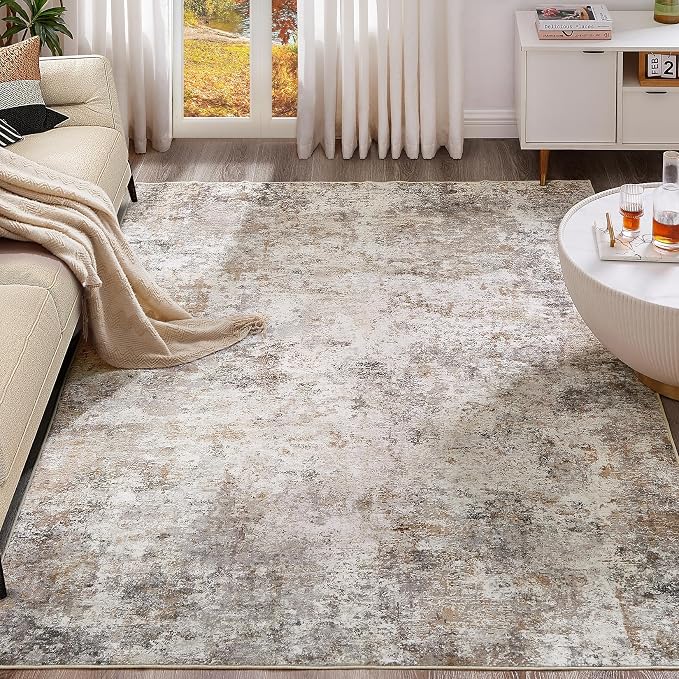UERMEI 10x12 Area Rug Living Room Rugs Washable Neutral Brown Grey Carpet | by UERMEI