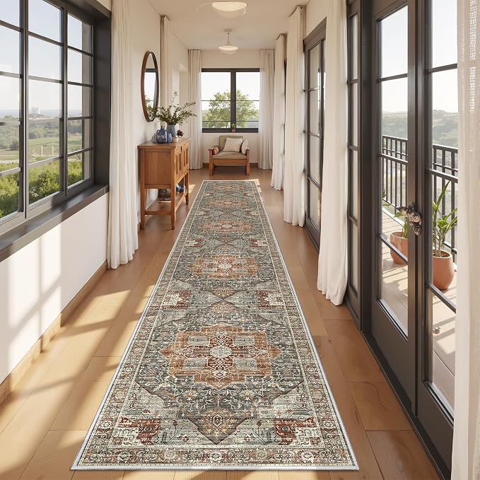 Hallway Runner Rug 2x12 Extra Long Washable Runner, Non Slip Runner by Restydon