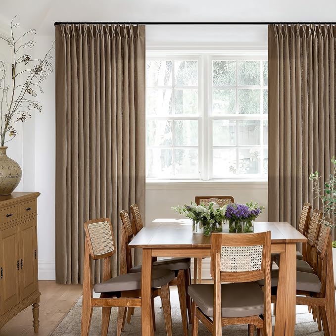 Extra Long Country Brown Linen Pleat Curtains 120 Inches Length Dutch Cocoa | - Image 7