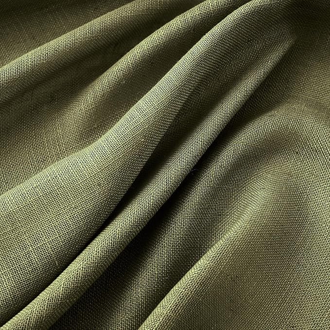 MIULEE Light Olive Green Linen Curtains 52x90 Inch Long 2 Panel - Image 4