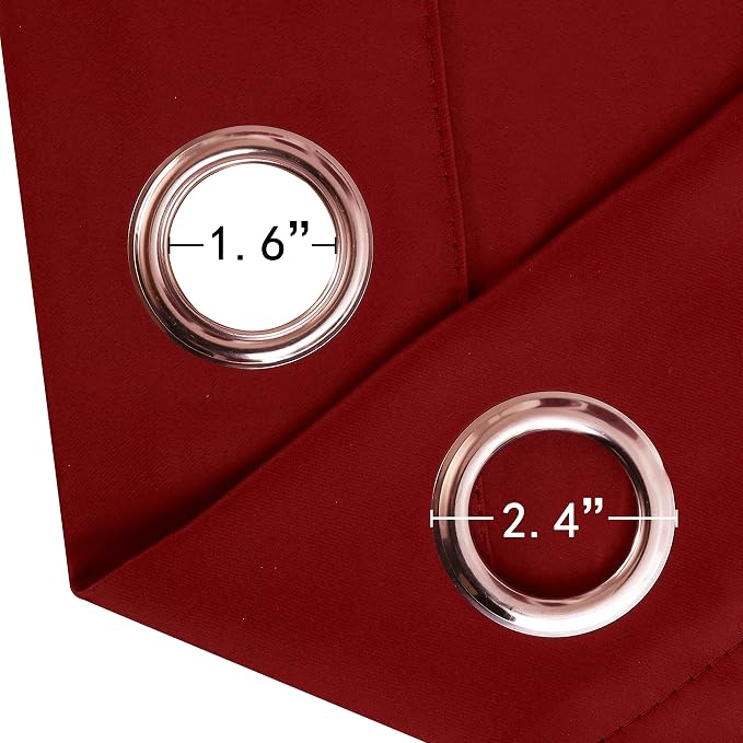 Red Blackout Curtains 34 x 54 Inch Length/Set of 2 Curtain Panels/Thermal - Image 6