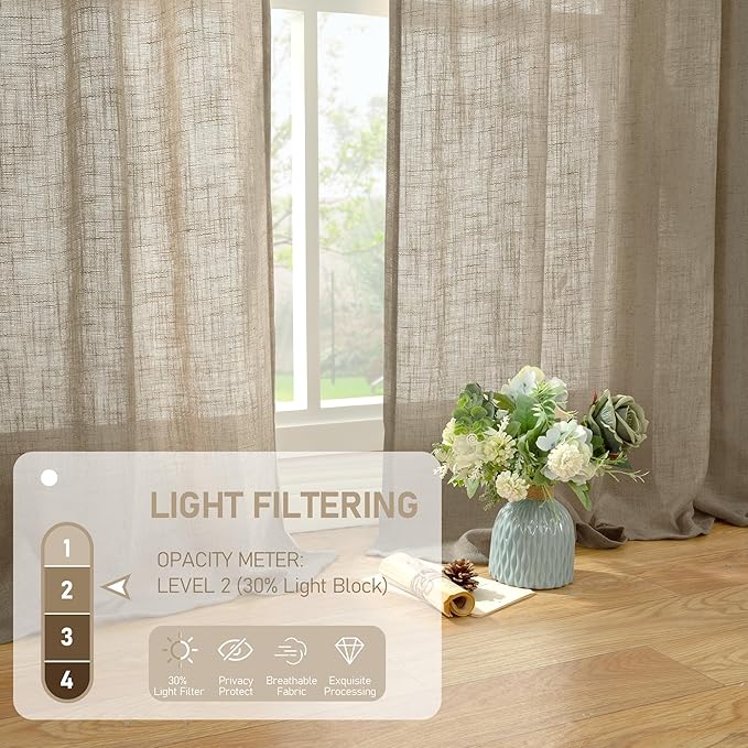 Taupe Semi Sheer Linen Curtains - Image 5