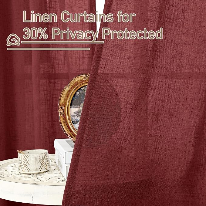 36 Inch Length Linen Semi Sheer Curtains - Image 5