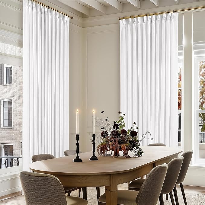Snow White Pinch Pleat Semi Sheer Linen Curtains W70xL96 1 Panel | Light - Image 7