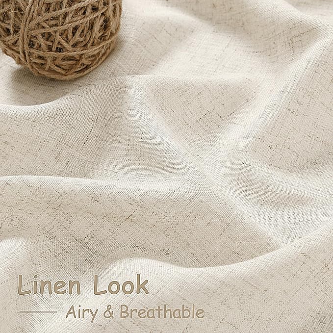 Warm Beige Linen Curtains 108 Inches Long - Image 3