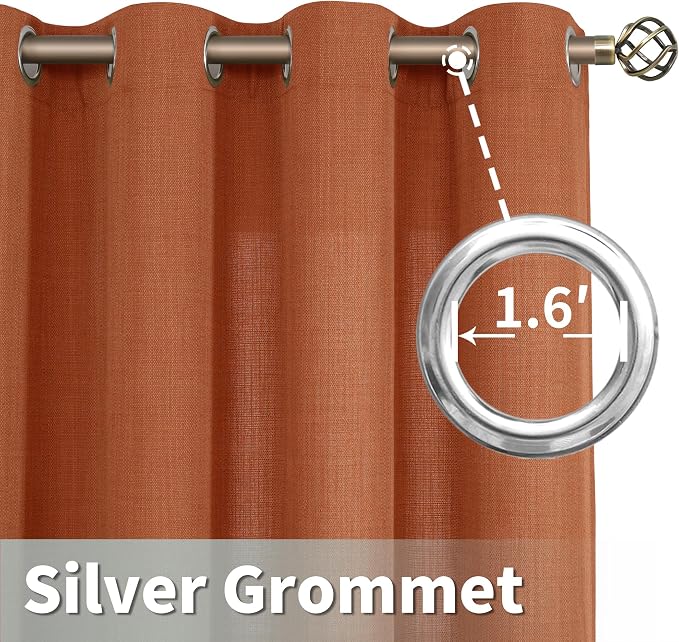 Linen Curtains 84 Inch Long for Living Room 2 Panels, Terracotta | Extra Wide - Image 5
