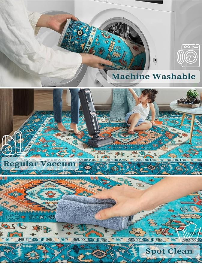 SERISSA 2x6 Washable Non Slip Boho Runner Rug - Image 3