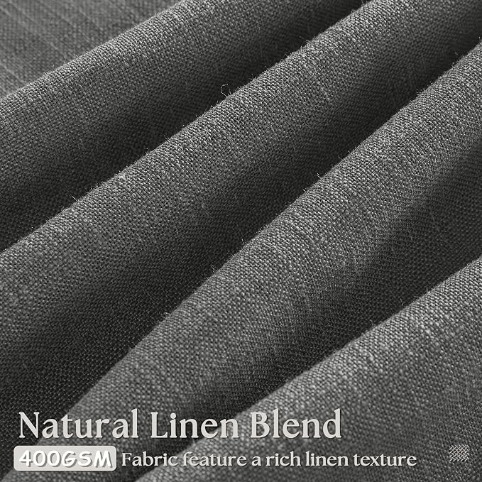 Charcoal Gray Linen Pinch Pleat Semi Sheer 108 Inch Curtains 2 Panels Set | - Image 3