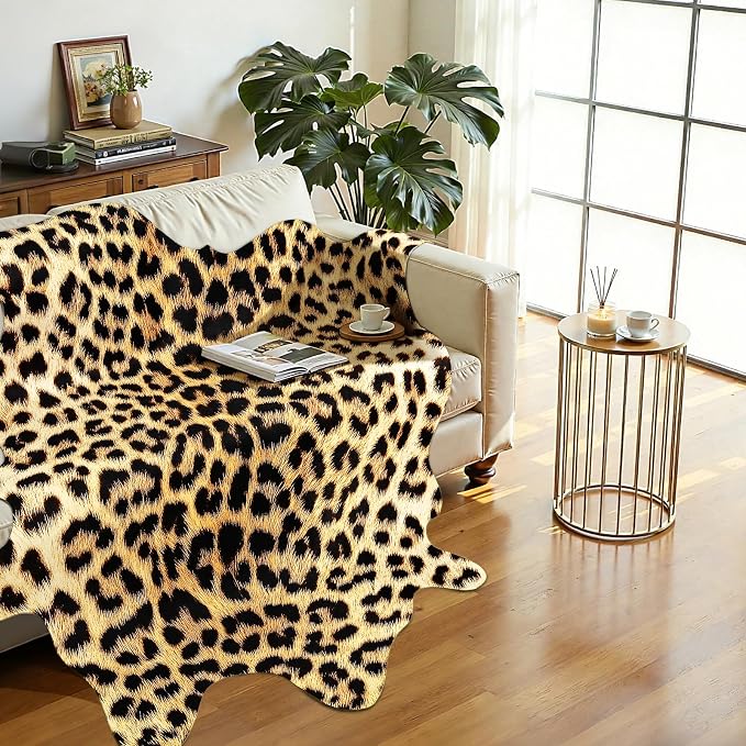 Western Faux Leopard Rug, Animal Print Cheetah Rugs, 6.2 x 5.2 Ft | Premium - Image 6