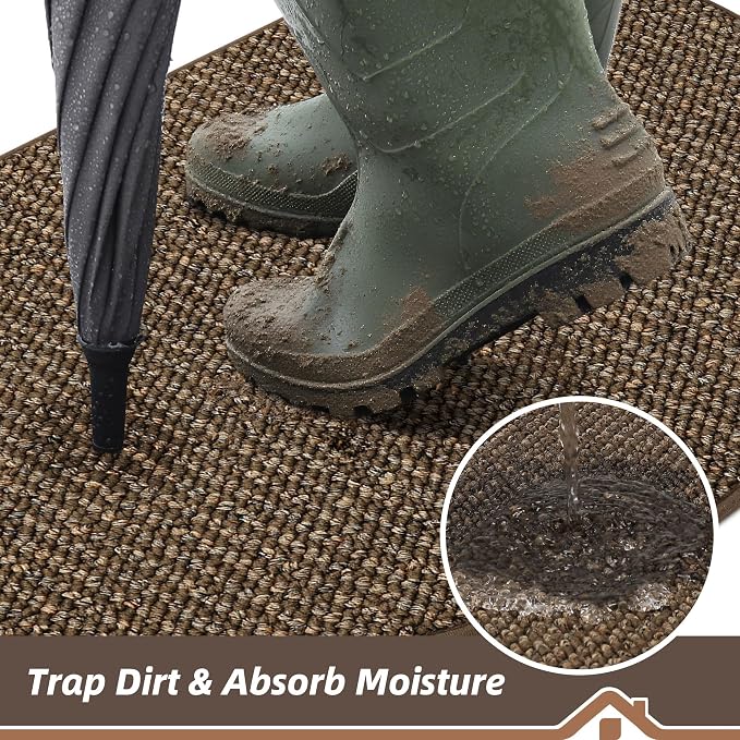 BEQHAUSE Dirt Trapper Door Mat 32" x 48" Half Circle Non Slip Rugs, Absorbent - Image 3