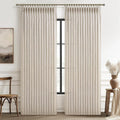 Natural Linen Semi Sheer Large Curtains 102 Inches Long 2 Panels Set by PleatedDrapes