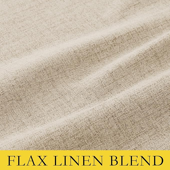 NICETOWN Beige Full Blackout Back Tab Linen Curtains 84" Long 2 Panels Set - Image 6