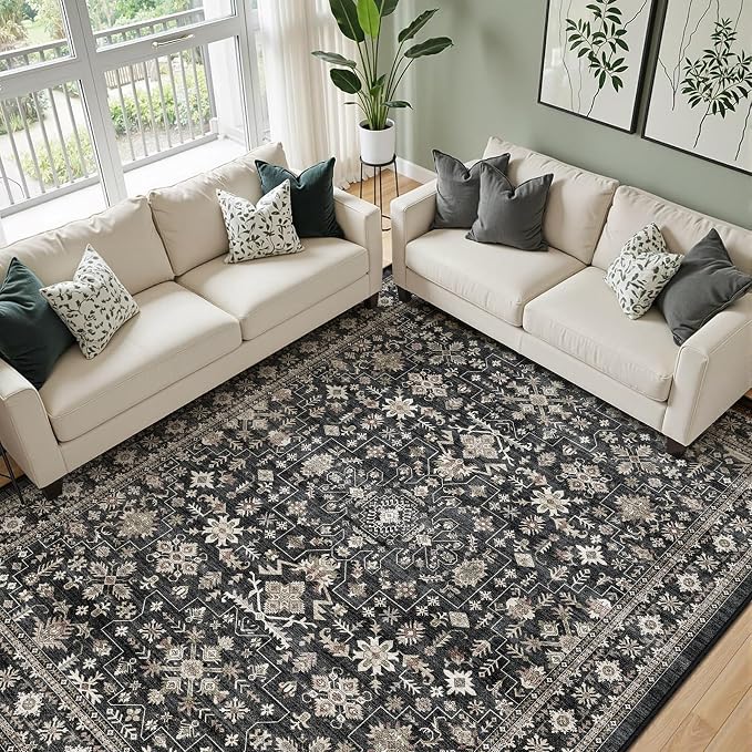 Grey Area Rug 8x10 for Living Room Bedroom | Stain Resistant; Non Slip;Machine by WelcometoBabovid