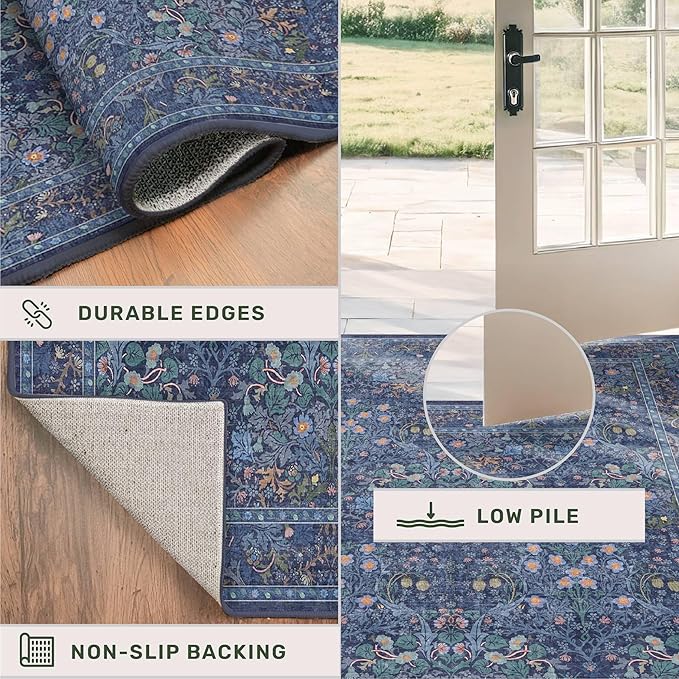 Vintage Dark Blue 3x6 Runner Rugs - Image 5