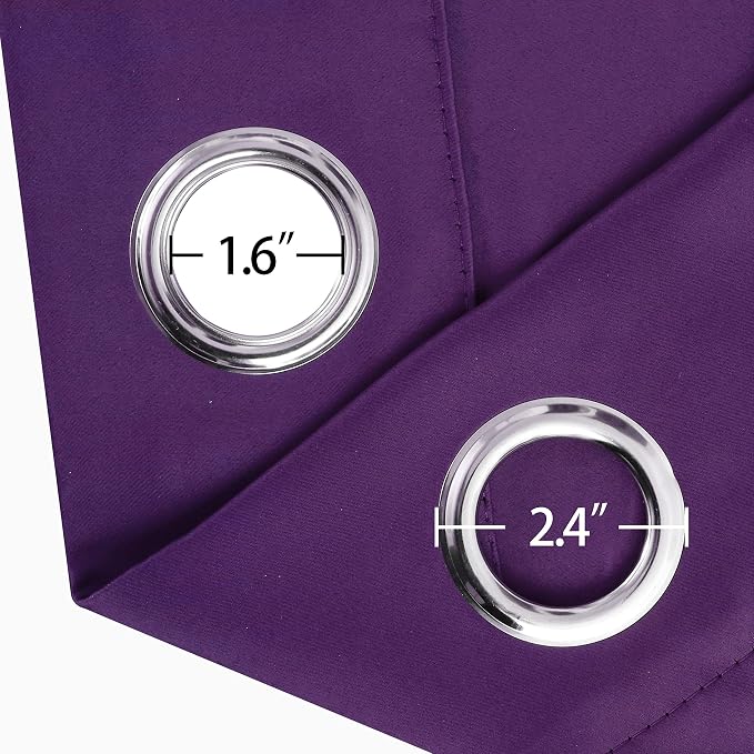 Blackout Curtains 66 x 84 inch/Purple Curtains Set of 2 Panels/Thermal - Image 6