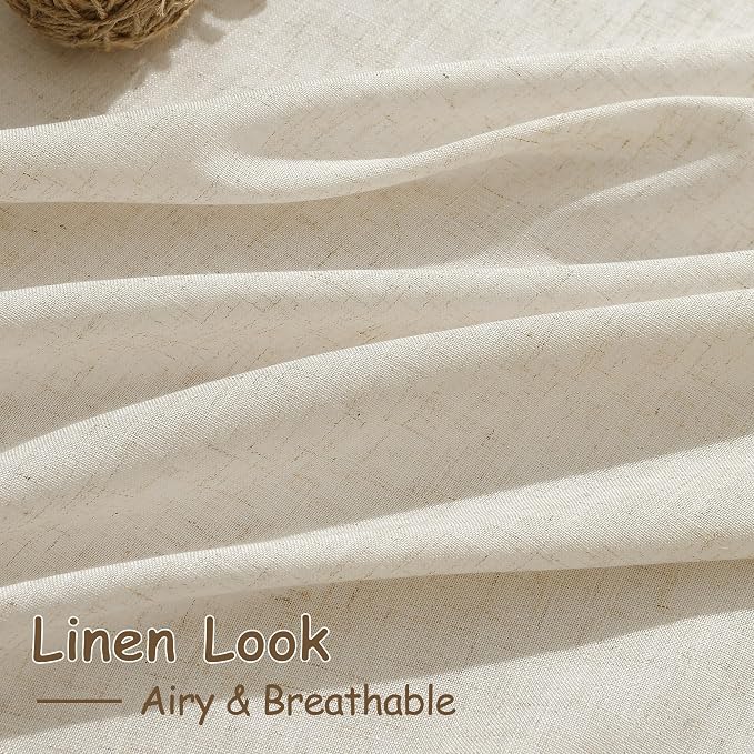 Birch Beige Linen Curtains for Living Room 98 Inches Long Light Filtering Semi - Image 4