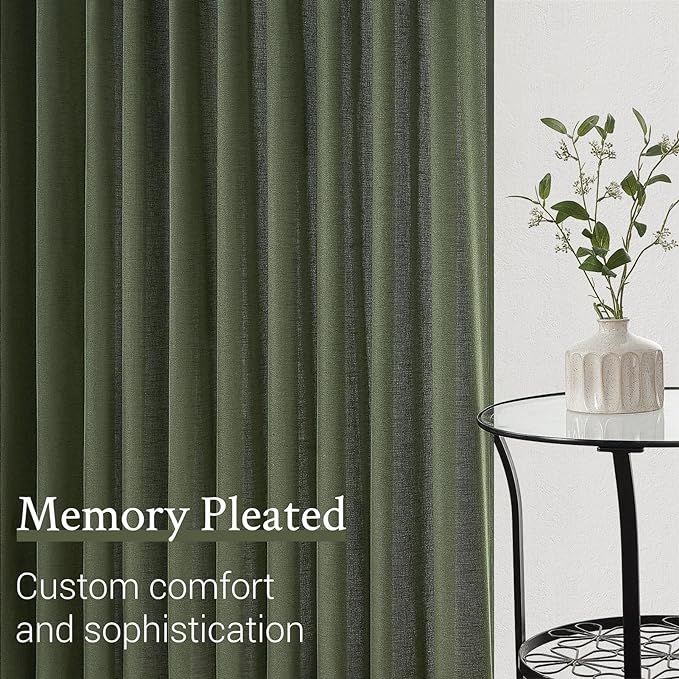 Olive Green Linen Curtains 84 Inches Long - Image 5