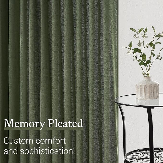 Topfinel Pinch Pleated Curtains 90 Inches Long 2 Panels Set, Olive Green Semi - Image 4