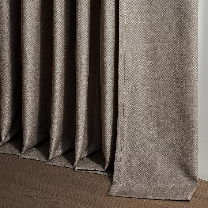 Topfinel 105 Inches Long Pinch Pleated Semi Sheer Curtains, Dark Flax Blended - Image 4