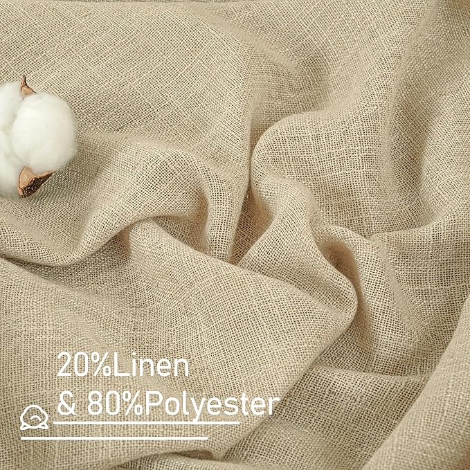 Natural Sheer Linen Curtains for Living Room Doorway 2 Panels | 80 inch Length - Image 2