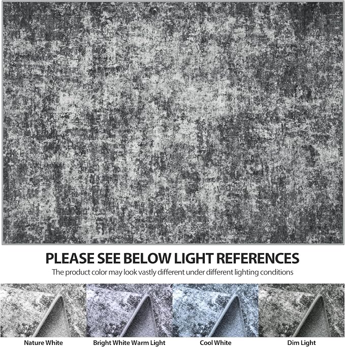 Aelenmu 10x14 Area Rugs for Living Room Washable Dining Room Black Grey | - Image 6