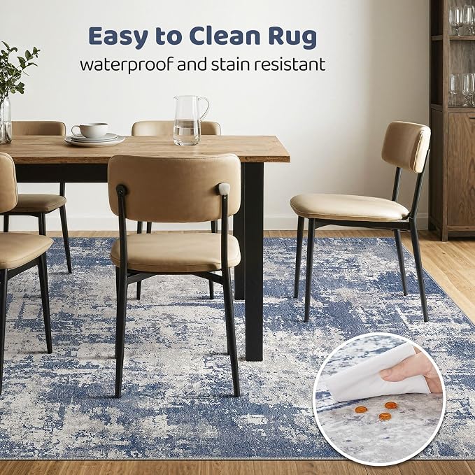 LOONGRUG Area Rug 5x7 Washable Neutral Modern Living Room Rugs Navy Gray | - Image 6