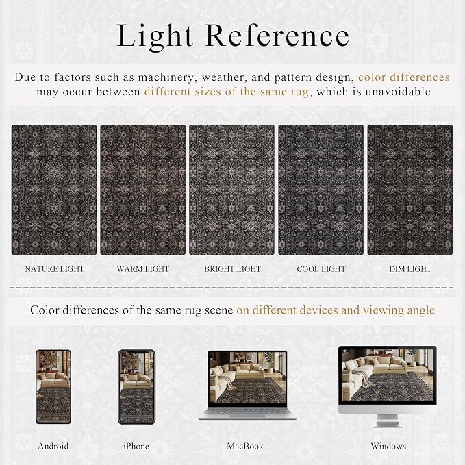 Schweek 8x10 Washable Area Rug Non-Slip Vintage Dark Rugs - Image 6