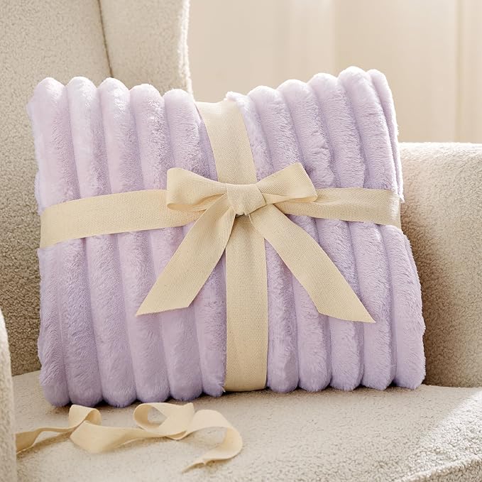 Bedsure Soft Twin Blanket for Bed Decor Gifts Lavender Fog 60"x80" | Birthday - Image 9