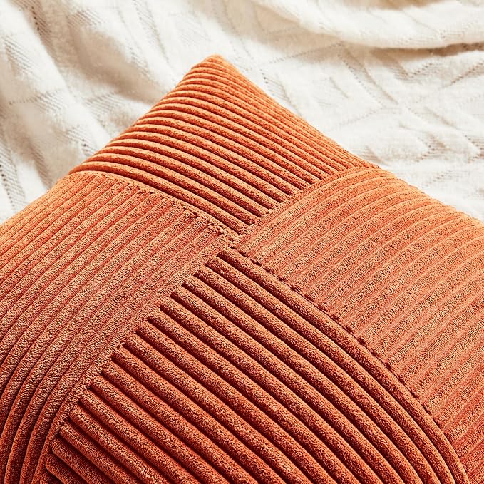 Fancy Homi Set of 2 Burnt Orange Lumbar Decorative Throw Pillow Covers 20x28 - Image 3