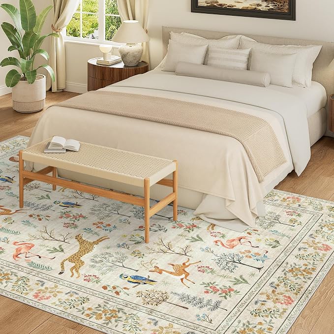 DUKINO 9x12 Area Rug for Living Room, Washable Animal Rug Non Slip, Non-Shedding - Image 4