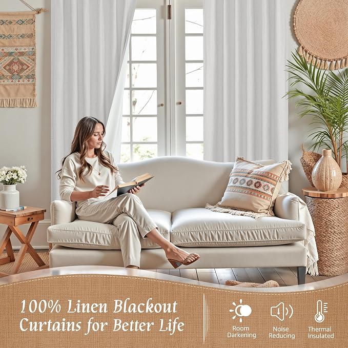40 Inch Linen Blackout Curtains - Image 6