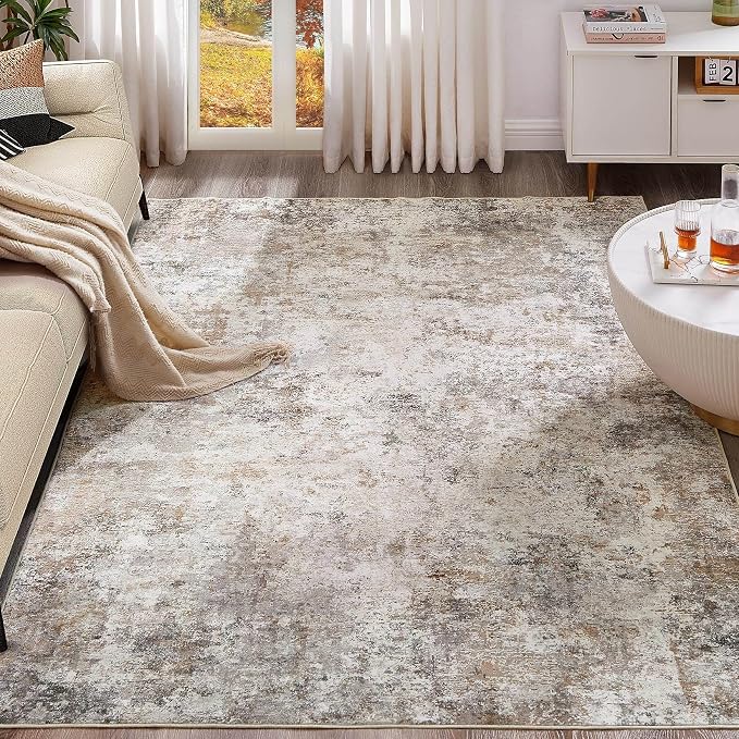 UERMEI 9x13 Area Rug Living Room Rugs Washable Neutral Brown Grey Carpet | by UERMEI