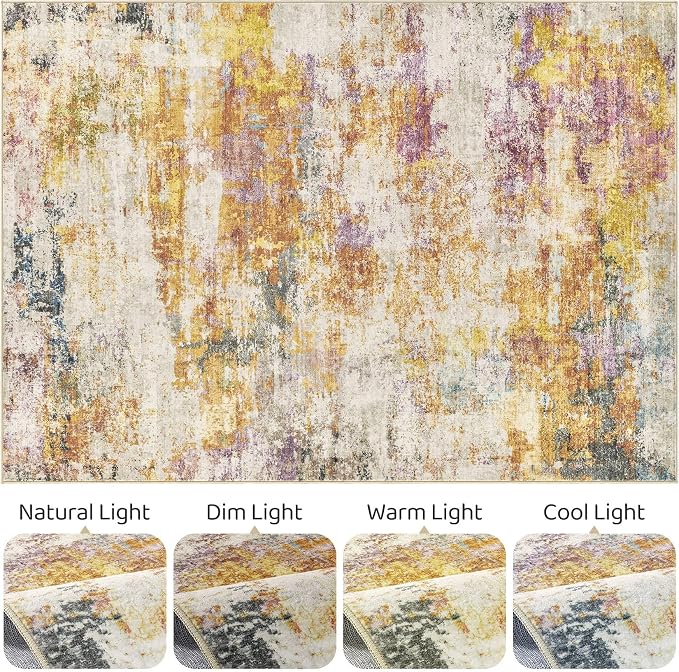 LOONGRUG 7x10 Area Rug Washable Large Neutral Modern Living Room Rugs | - Image 9