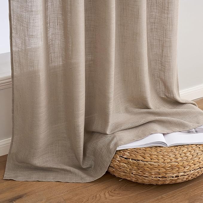 MIULEE Taupe Linen Curtains 42x84 Inch Length 2 Panels - Image 7