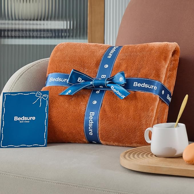 Bedsure Orange Throw Blankets Fleece Blanket Twin Blanket - Image 6