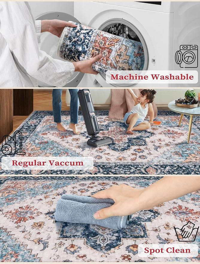 SERISSA 2'6"x14' Washable Non Slip Boho Runner Rug - Image 3