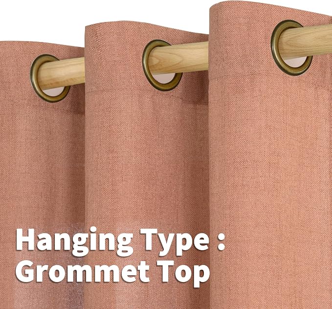 YoungsTex Terracotta Linen Curtains 54 Inch Length - Image 4