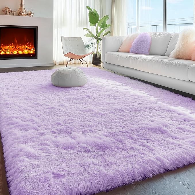 Soft Purple 5x8 Rugs for Bedroom Girls, Living Room, Princess Bedside Rugs | by PAGISOFE