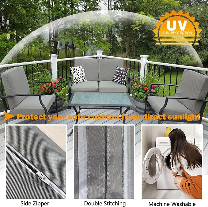 Sqodok Patio Cushion Cover 24x24 inch, Outdoor Seat Cushion Slip Cover - Image 5