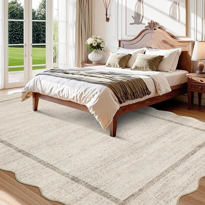 GarveeHome Scalloped Washable Rug 4x6 Boho Living Room Area Rug, Low Pile Soft - Image 8