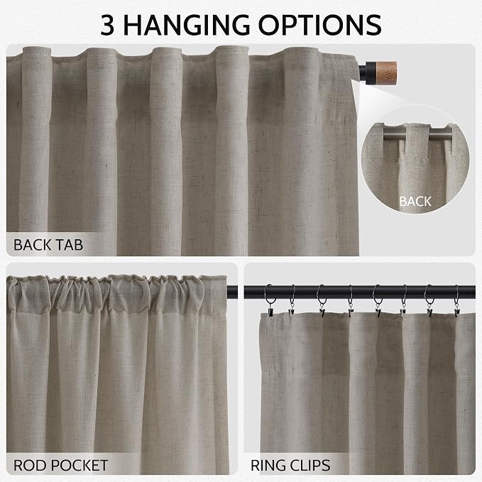 Grey Beige Curtains 102 Inches Long - Image 2